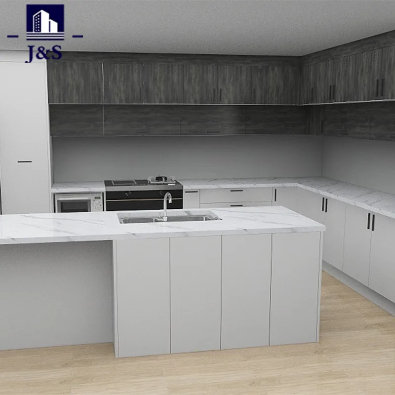 Gabinete de cocina de madera de fresno